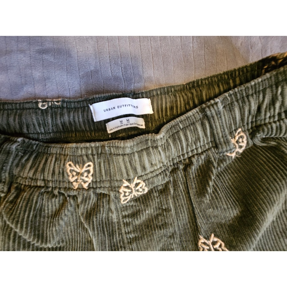 Urban Outfitters Green Butterfly Embroidered Corduroy Pants Medium